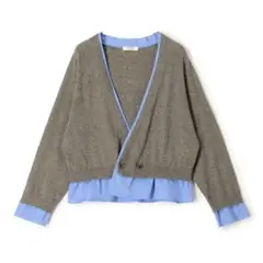 美品！ファブリックコンビ ダブルボタンカーディガンのサムネイル