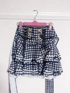 LIZLISA はしごリボンギンガムティアードスカパン ブラック