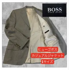 ヒューゴボス　 グレー ストライプ カジュアルジャケット　Lのサムネイル