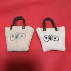 ミナペルホネン　ChouCho　蝶刺繍　リネン　ミニミニバッグ　ハンドメイド