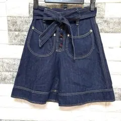 美品【ディースクエアード2】デニムショートパンツ 38/Mダークブルーイタリア製のサムネイル