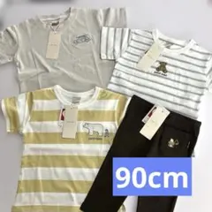 新品☆petit main ☆ 半袖Tシャツ 3枚 ボトムス１枚セット90cm