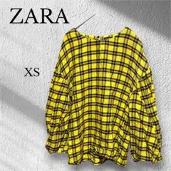 ZARA　ザラ　長袖ブラウス　プルオーバー【XS】イエロー　タータンチェック　綿