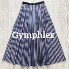 【美品】Gymphlex ジムフレックス ストライプ柄 プリーツロングスカートのサムネイル