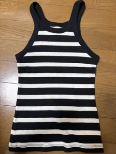 H&M 黒白ストライプ タンクトップ XS