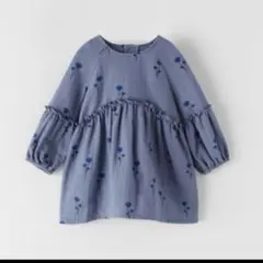 ザラベイビーzarababyブーケ柄ワンピースブルー92