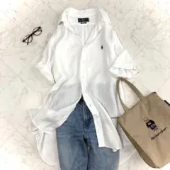 直井怜さん着用】POLO RALPH LAUREN：リネンシャツ 半袖 人気 - メルカリ