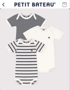 PETIT BATEAU ベビー服 3枚セット 6m 半袖ボディ３枚組