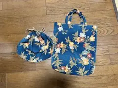 トートバッグ　着物リメイク　エコバッグ　ポーチ　巾着　ハンドメイド　和装　着物