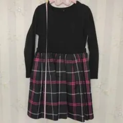 組曲ネイビーチェック 長袖 ワンピース