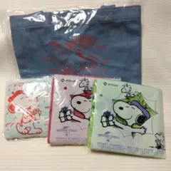 【未開封】NISSAY スヌーピーデニムトートバッグとタオルハンカチ3枚セット