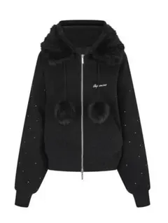 andwang KIRAKIRA fur zip up pink - メルカリ