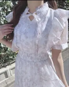 evelyn ラメフリル花柄op ピンク