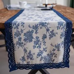 テーブルランナー 青 レース テーブルクロス テーブルセンター インテリア 北欧