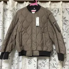 【新品】GU キルティングブルゾン(チェック)by rokh Sサイズ