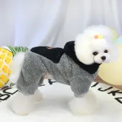 コスパ最高　モコモコ❤ふわふわ❤犬　服　つなぎ　ロンパース✨サロペット✨フード