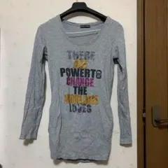 ミニワンピ 平成 ギャル y2k グレー　英字　ドクロ　パープル　ゴールド