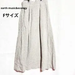 【アースミュージック＆エコロジー】チェック柄フレアロングスカート F レーヨン混