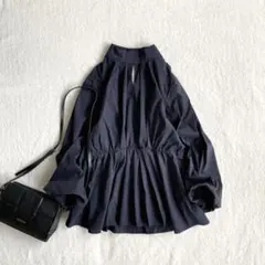 RUIRUE BOUTIQUE バルーン袖 ペプラム タック ブラウス 【XL】