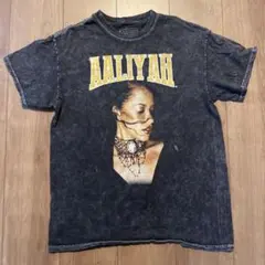 アリーヤ Tシャツ 半袖 クルーネック プリント ブラック