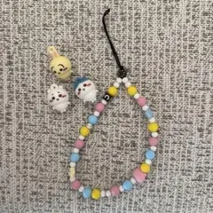 カラフルビーズ ストラップ キャラクター付き