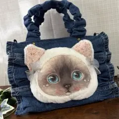 コヤンイサムチョン♡フリルバッグ♡トートバッグ♡デニムリメイク♡ハンドメイド