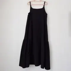 ブラック キャミワンピース ロング丈