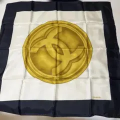 CHANEL シャネル スカーフ ココマーク ゴールド ブラック