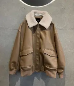 【Spick & Span】スピックアンドスパン ブラウン ボア襟ジャケット