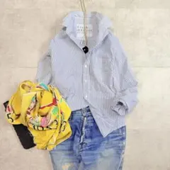 美品 フランクアンドアイリーン Rose コットンボイル 半袖シャツ 黄色L