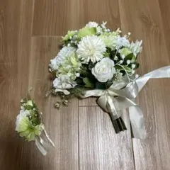 ウェディングブーケとブートニアセット