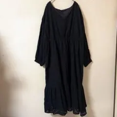 clette 4L 綿100% カットワークレース 刺繍 ワンピース 黒