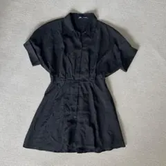 ZARA 黒 ワンピース 無地 シンプル レディース 半袖 夏