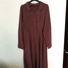 【GRL】リボン付きバックプリーツシャツワンピース　モカピンク　Mサイズ