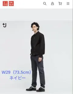 ユニクロ+JセルビッジスリムフィットストレートジーンズW29ネイビー73.5cm
