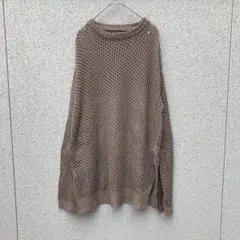 3203【CPCM】F♡メッシュ編みトップス ニット 長袖 ブラウン系のサムネイル