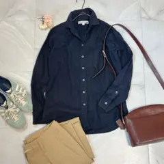 【ユニクロ】イネス ネイビーシャツ S 綿100% フレンチシック