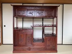 間仕切り　レトロアンティーク当時物　木製　古家具古いオシャレな衝立です気壮山河 唐木家具 木製 衝立 4連 パーテーション 間仕切り 和風 レトロ