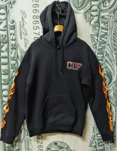 Challenger × HUF コラボパーカー ファイヤーパターン 黒 SK8