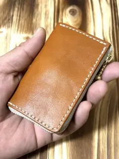 ミニミニラウンドウォレット 栃木サドルレザー 総手縫いハンドメイド