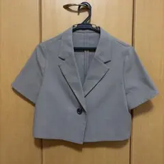 GU ジーユー ハーフスリーブクロップドジャケット S サイズ　ブラウン 半袖