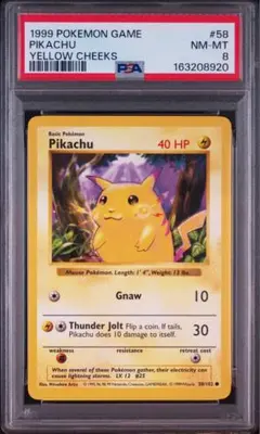 【PSA8】ポケモンカード英語版　ピカチュウ シャドウレスイエローチーク1999