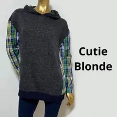 【3424】Cutie Blonde 切り替え フード付き ニット M