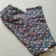 花柄デニム風 スキニーパンツ M～L