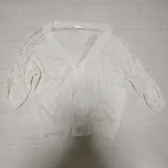 FUN アイボリー レース編みカーディガン