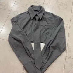 ZARA クロップドシャツ グレー XS ネクタイ