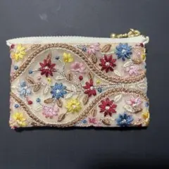 インド刺繍リボン　ミニポーチ