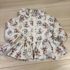 petit main 花柄フリルアウター 90 フード