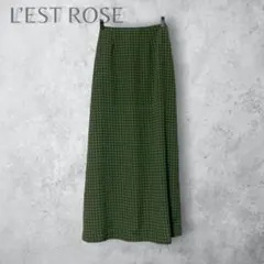 L'EST ROSE ロングスカート グリーン 総柄　個性的な　フレアのサムネイル