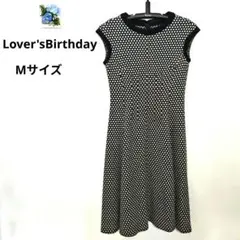 Lover's Birthday ドット柄 ニット ロングワンピース 赤ステッチ